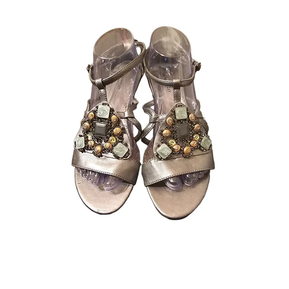 Laura Ashley embellished silver‎ sandal size 10